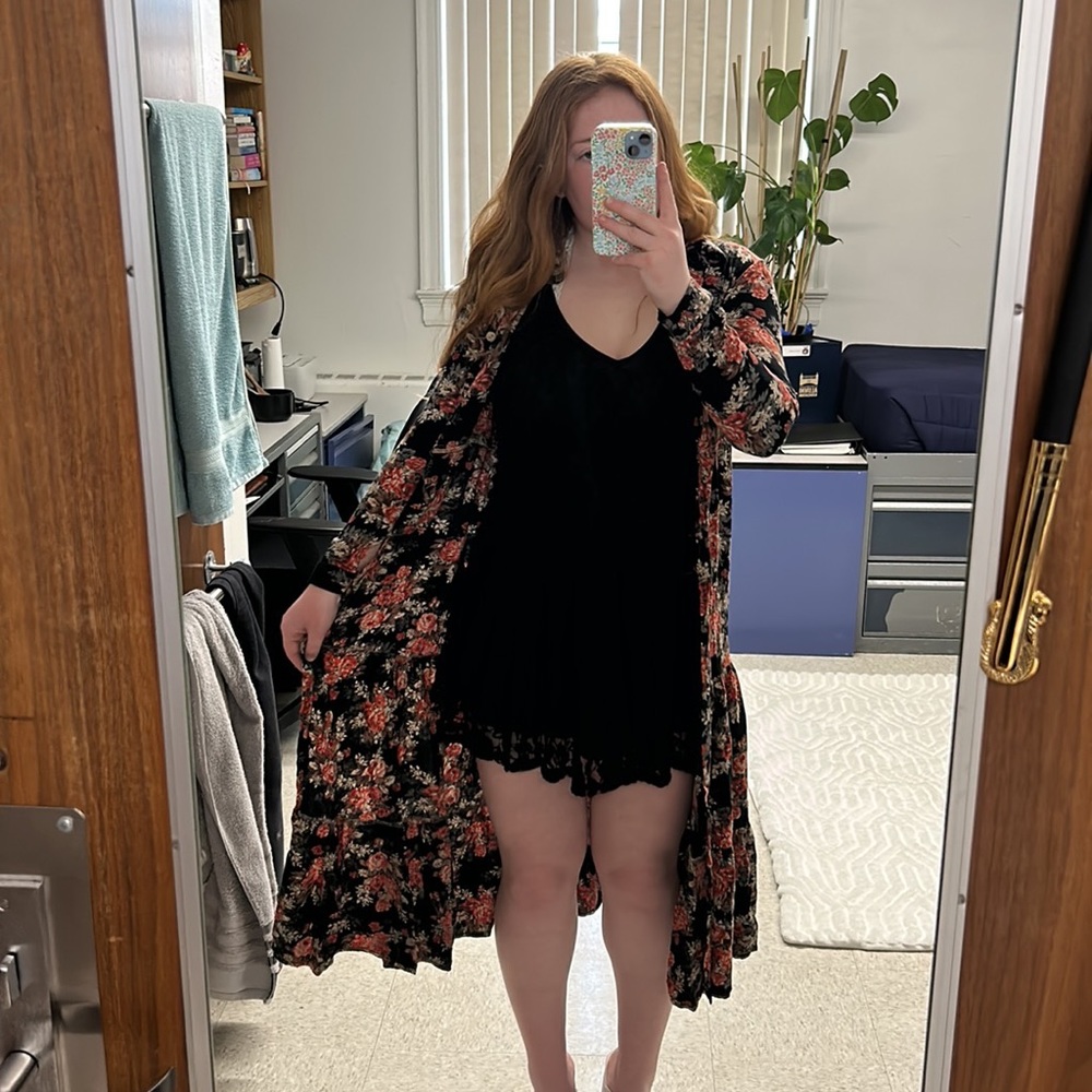 Rose Black Maxi Cardigan